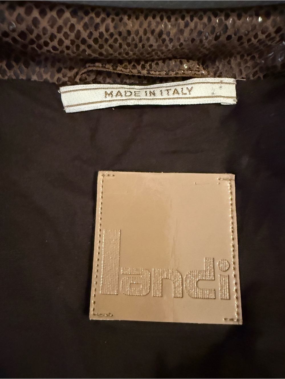 Landi Italy Oregon Python-Embossed Leather Moto Jacket Brown IT 42 US 6 - Picture 8 of 9